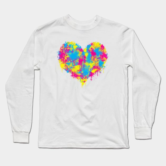 CMYK Messy Heart Long Sleeve T-Shirt by GAz